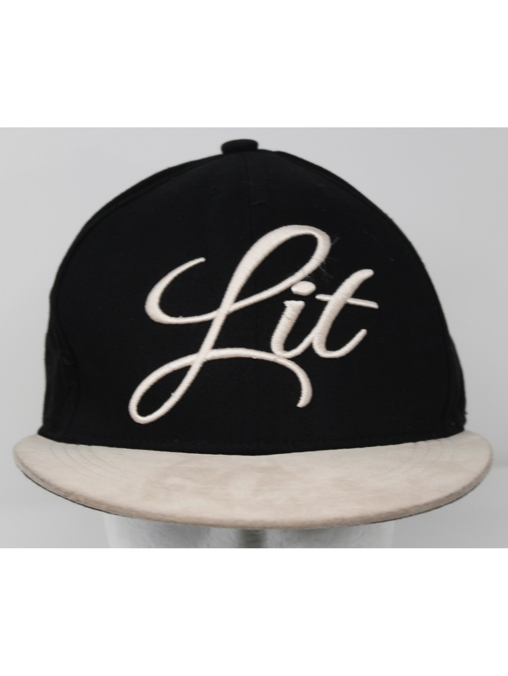 Vintage Lit Carbon Elements Snapback Cap Skater Hat Black w/ Beige Suede Bill